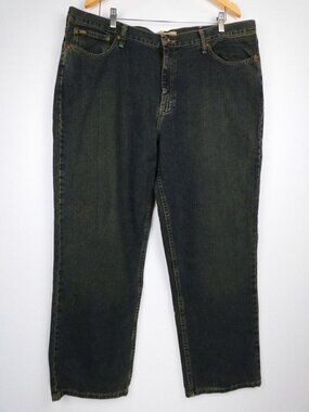Lee Mens Jeans 42 x 30 Relaxed Straight Leg Dark Denim Blue 100% Cotton High